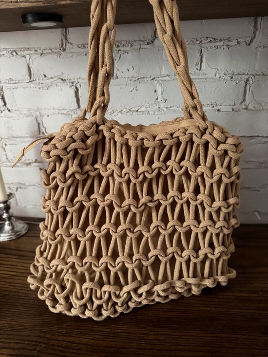 Handbags - Woven Macramé Tote Bag in Tan